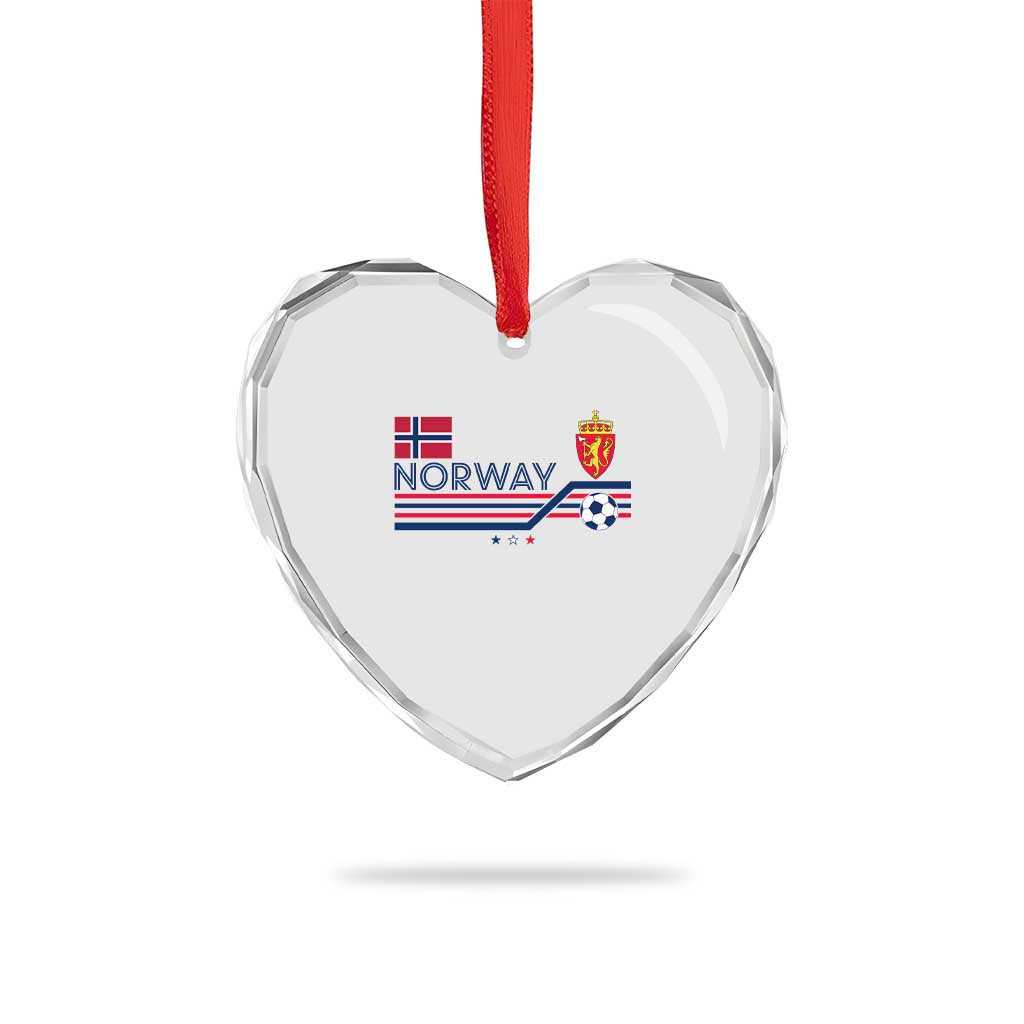Classic Norway Football Emblem Graphic Heart Crystal Glass Ornament Retro Norwegian Flag Coat of Arms Norge Soccer Fans