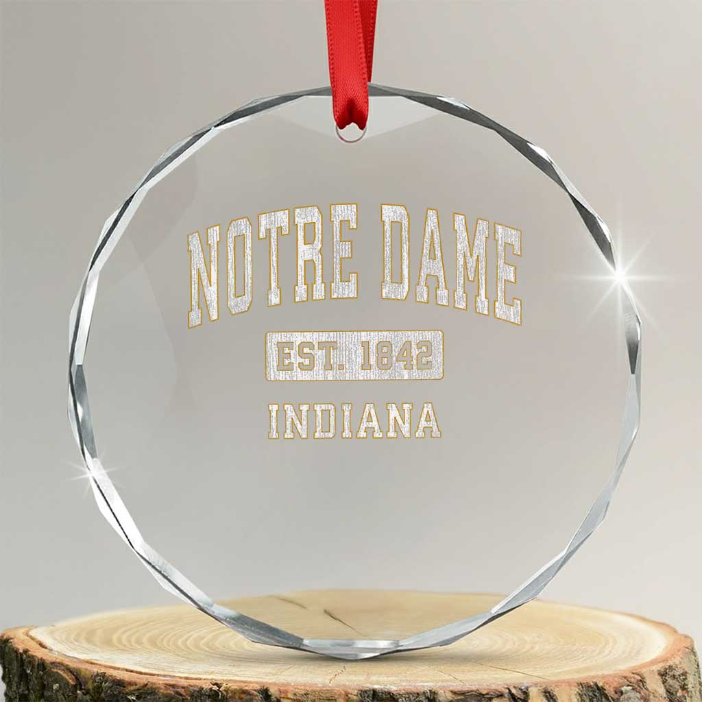 Classic Notre Dame Indiana Crystal Glass Ornament Est 1842 IN Retro Vintage Varsity - Wonder Print Shop