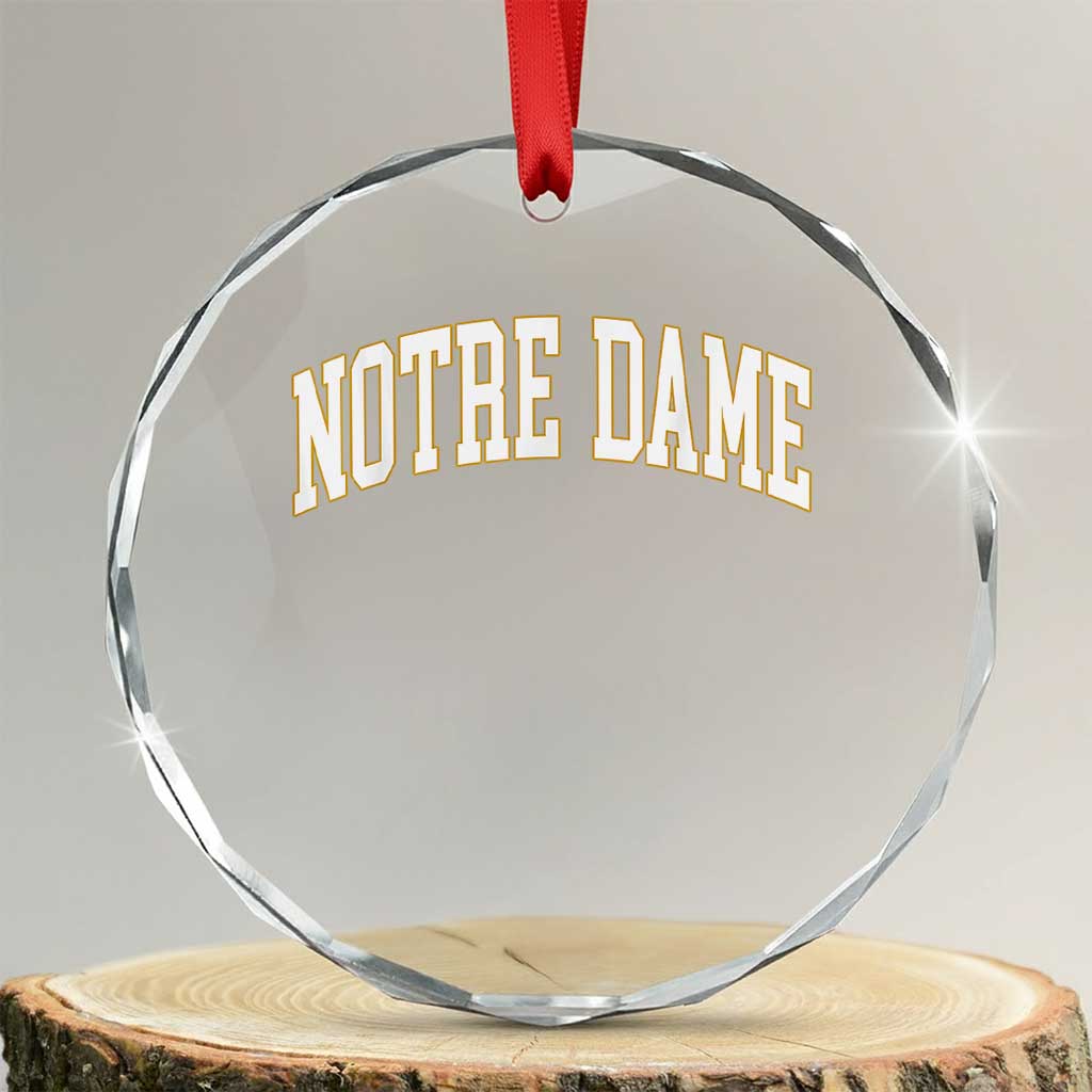 Classic Notre Dame Indiana Crystal Glass Ornament Retro Vintage Varsity Throwback Design - Wonder Print Shop