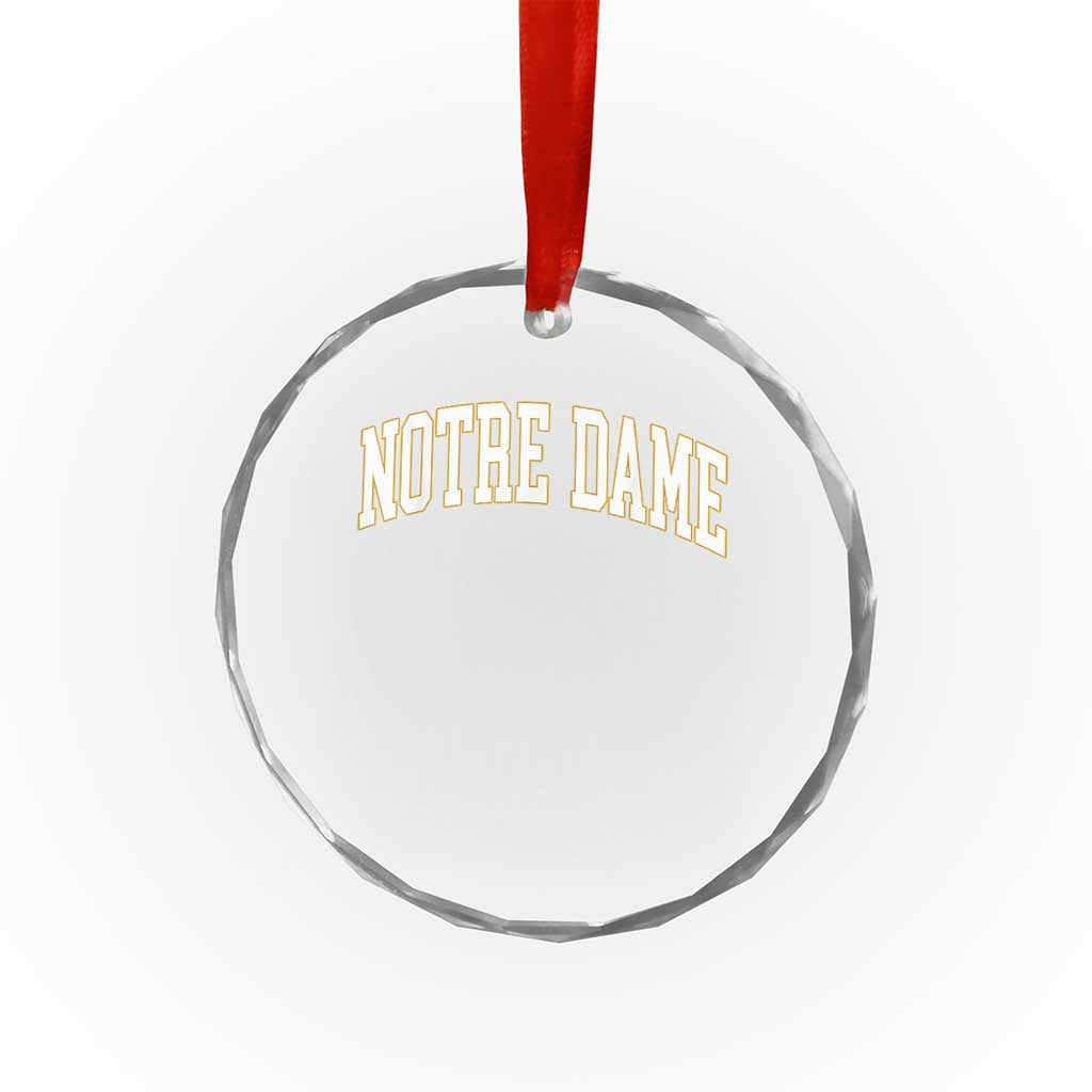 Classic Notre Dame Indiana Crystal Glass Ornament Retro Vintage Varsity Throwback Design - Wonder Print Shop
