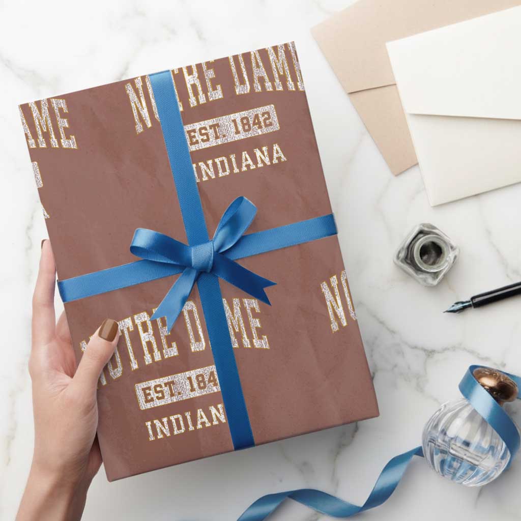 Classic Notre Dame Indiana Wrapping Paper Roll Est 1842 IN Retro Vintage Varsity