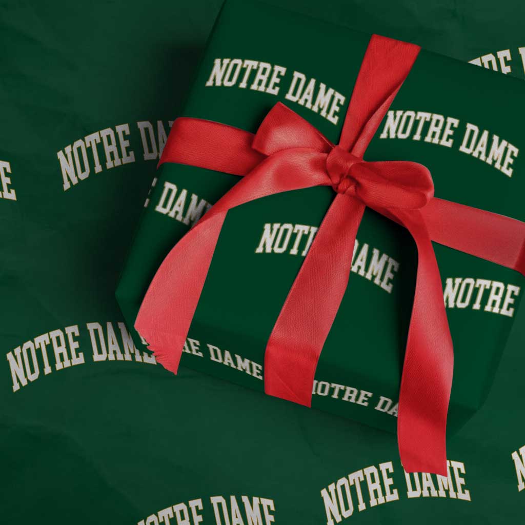 Classic Notre Dame Indiana Wrapping Paper Roll Retro Vintage Varsity Throwback Design