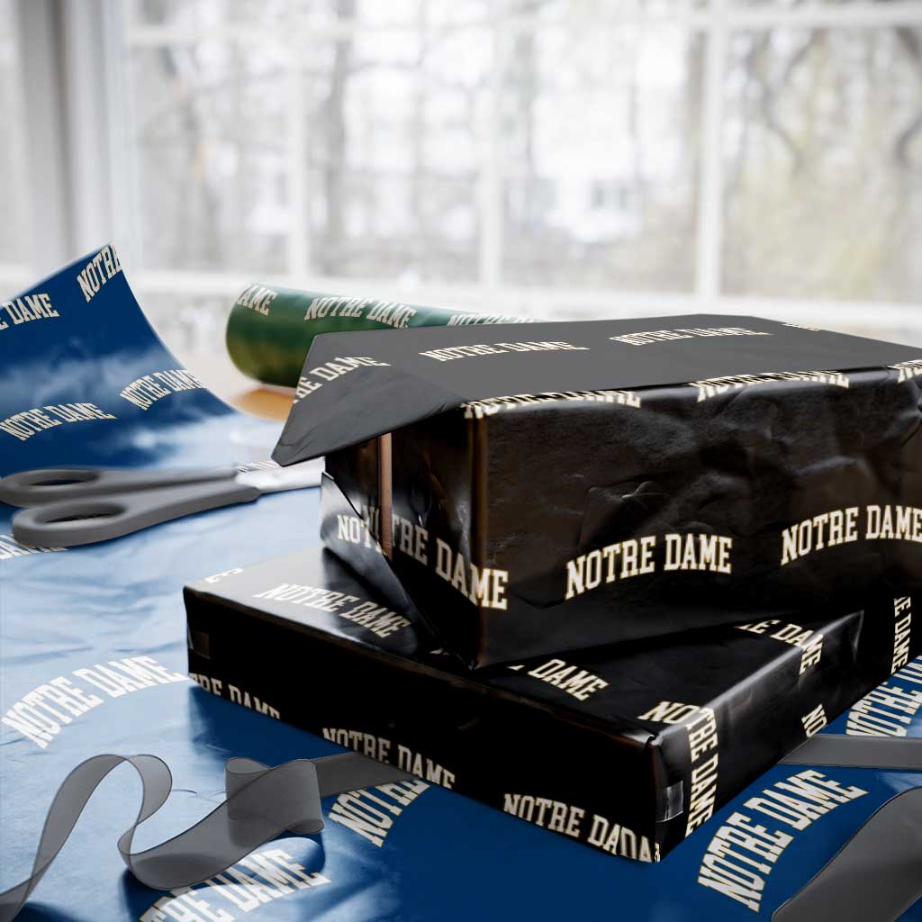 Classic Notre Dame Indiana Wrapping Paper Roll Retro Vintage Varsity Throwback Design