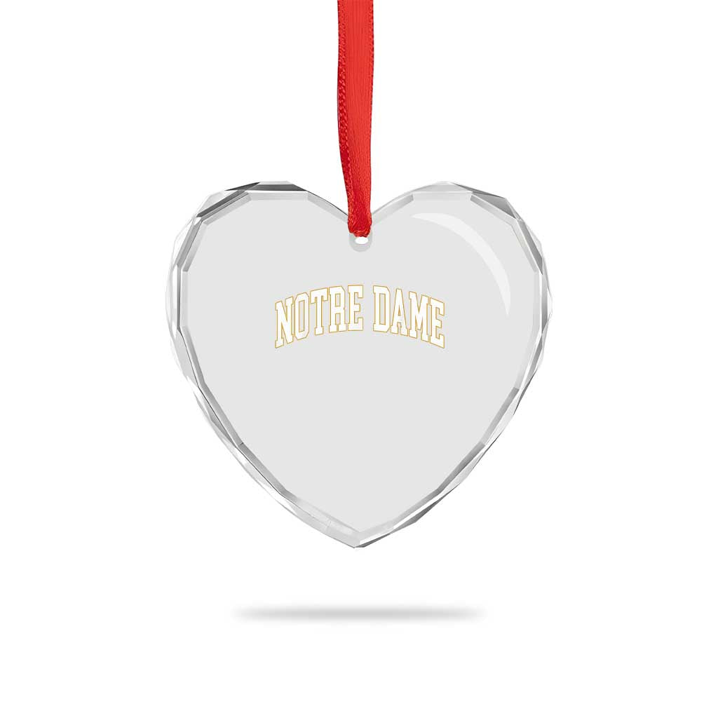 Classic Notre Dame Indiana Heart Crystal Glass Ornament Retro Vintage Varsity Throwback Design - Wonder Print Shop