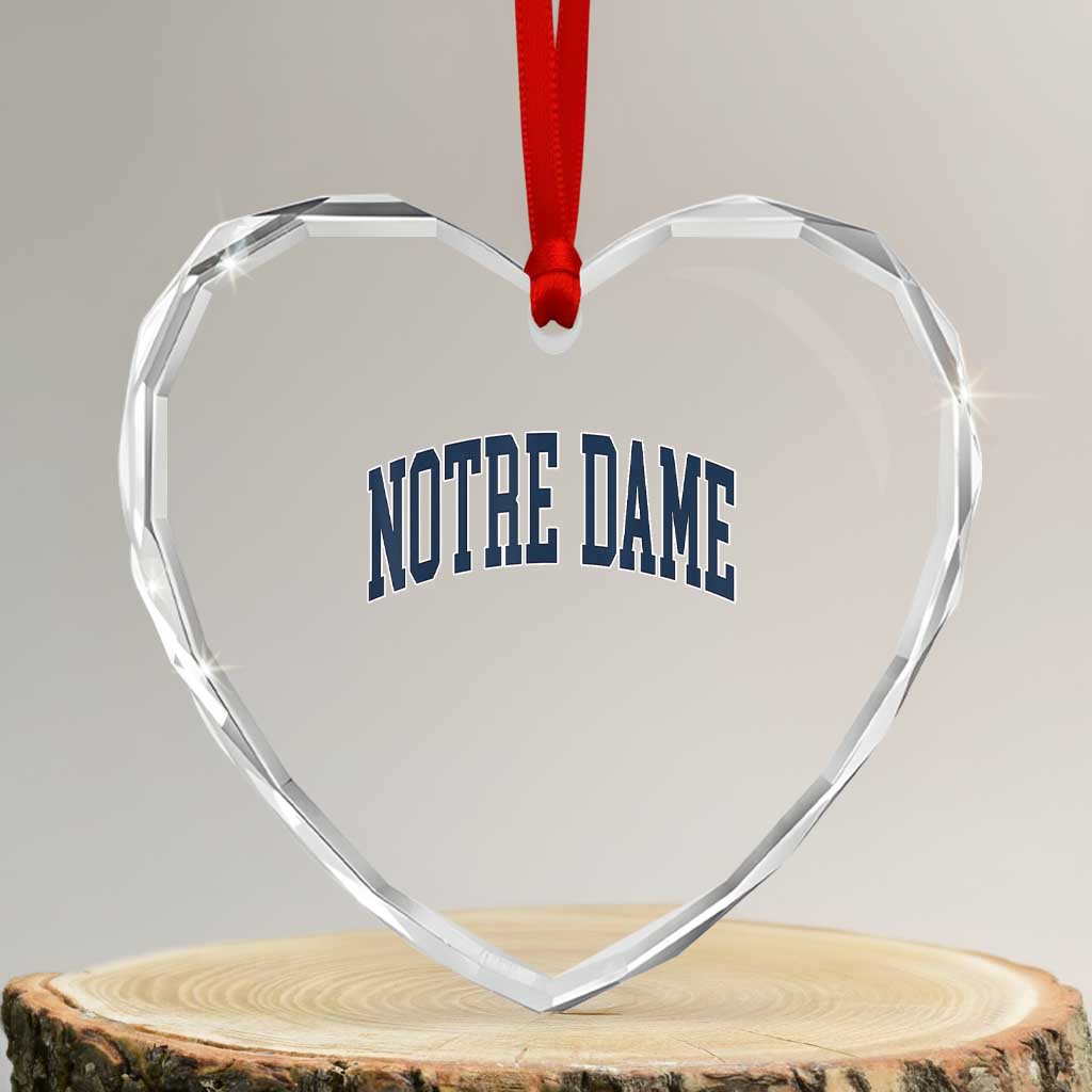 Classic Notre Dame Indiana Heart Crystal Glass Ornament Vintage Retro Throwback Design - Wonder Print Shop