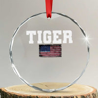Classic Tigers Crystal Glass Ornament Retro Varsity Vintage Sports Team Name USA Flag TS10