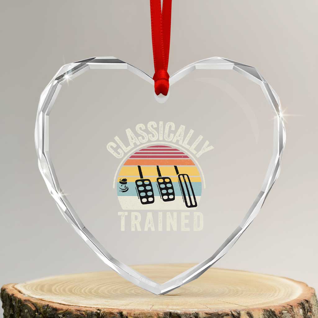 Classically Trained Car Heart Crystal Glass Ornament Funny Manual Transmission Driver