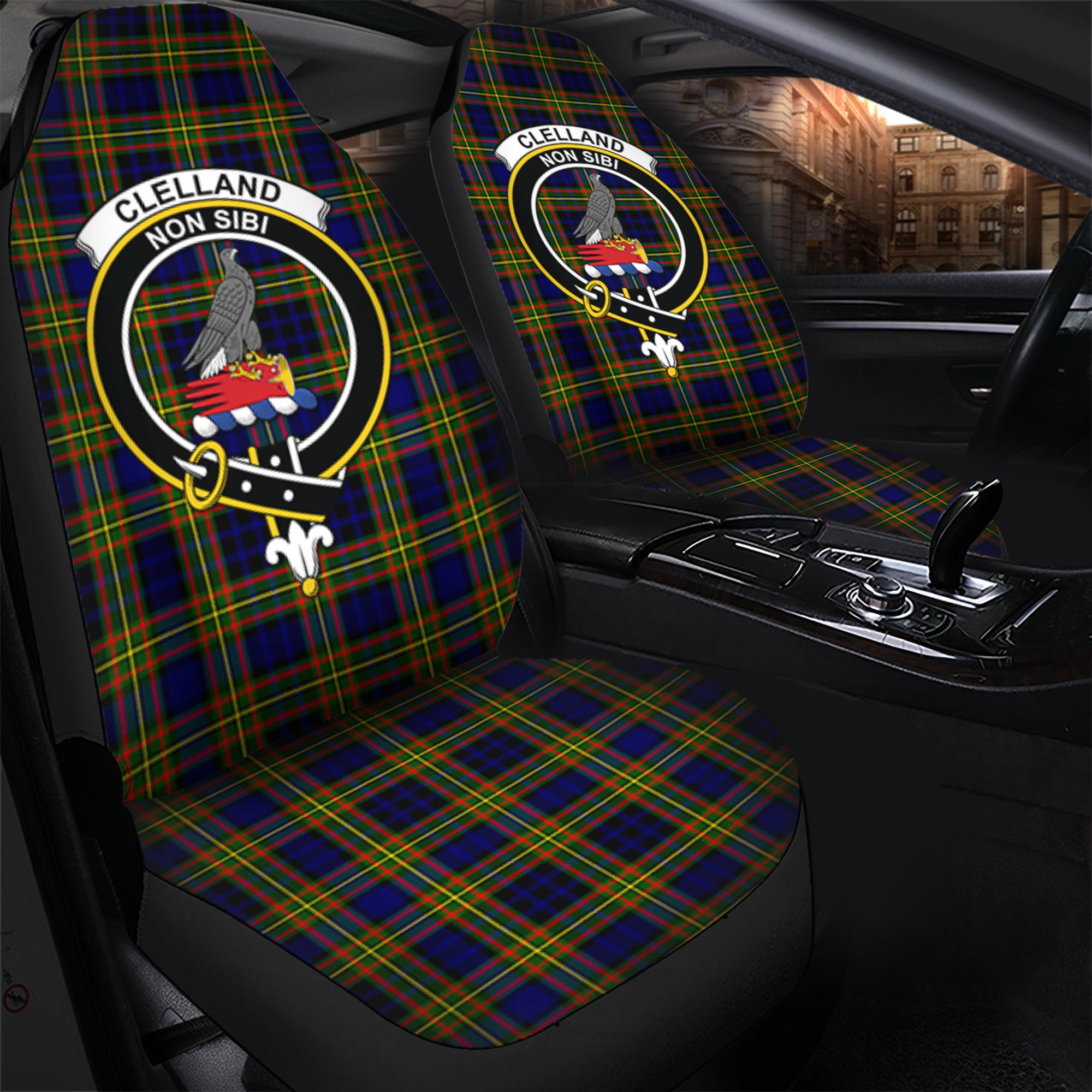 Clelland Modern Clan Tartan Car Seat Cover, Family Crest Tartan Seat Cover TS23