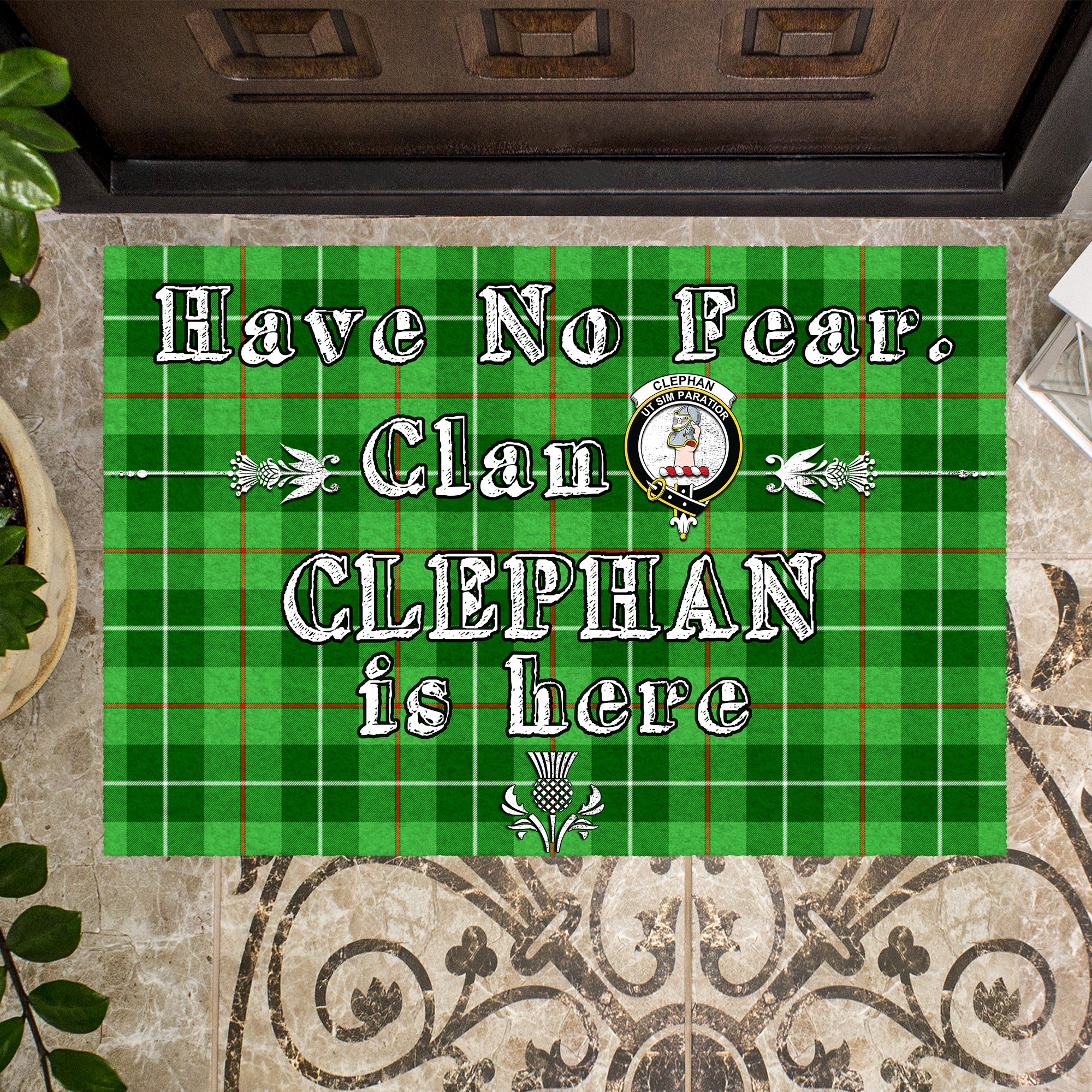 clephan-clan-tartan-door-mat-family-crest-have-no-fear-tartan-door-mat