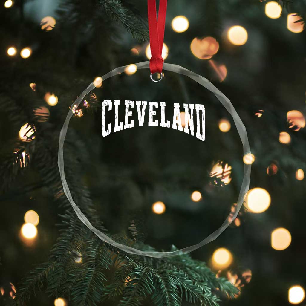 Cleveland Ohio OH City Throwback Design Vintage Crystal Glass Ornament