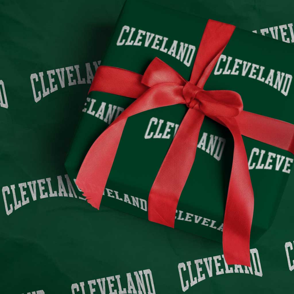 Cleveland Ohio OH City Throwback Design Vintage Wrapping Paper Roll