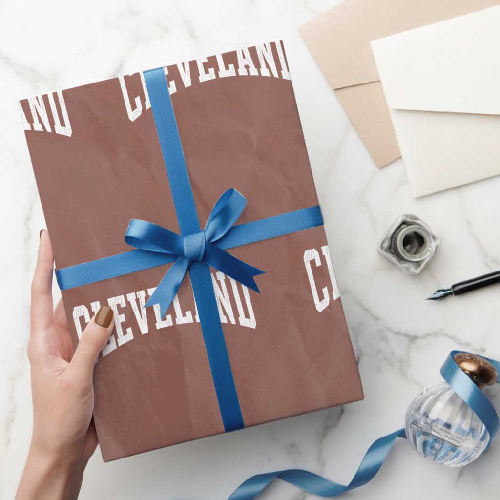 Cleveland Ohio OH City Throwback Design Vintage Wrapping Paper Roll