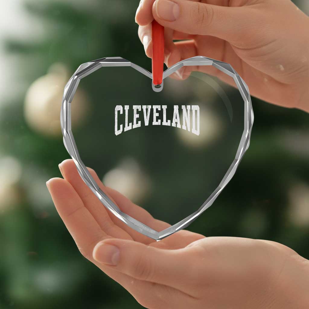 Cleveland Ohio OH City Throwback Design Vintage Heart Crystal Glass Ornament