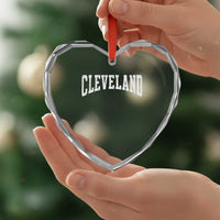 Cleveland Ohio OH City Throwback Design Vintage Heart Crystal Glass Ornament