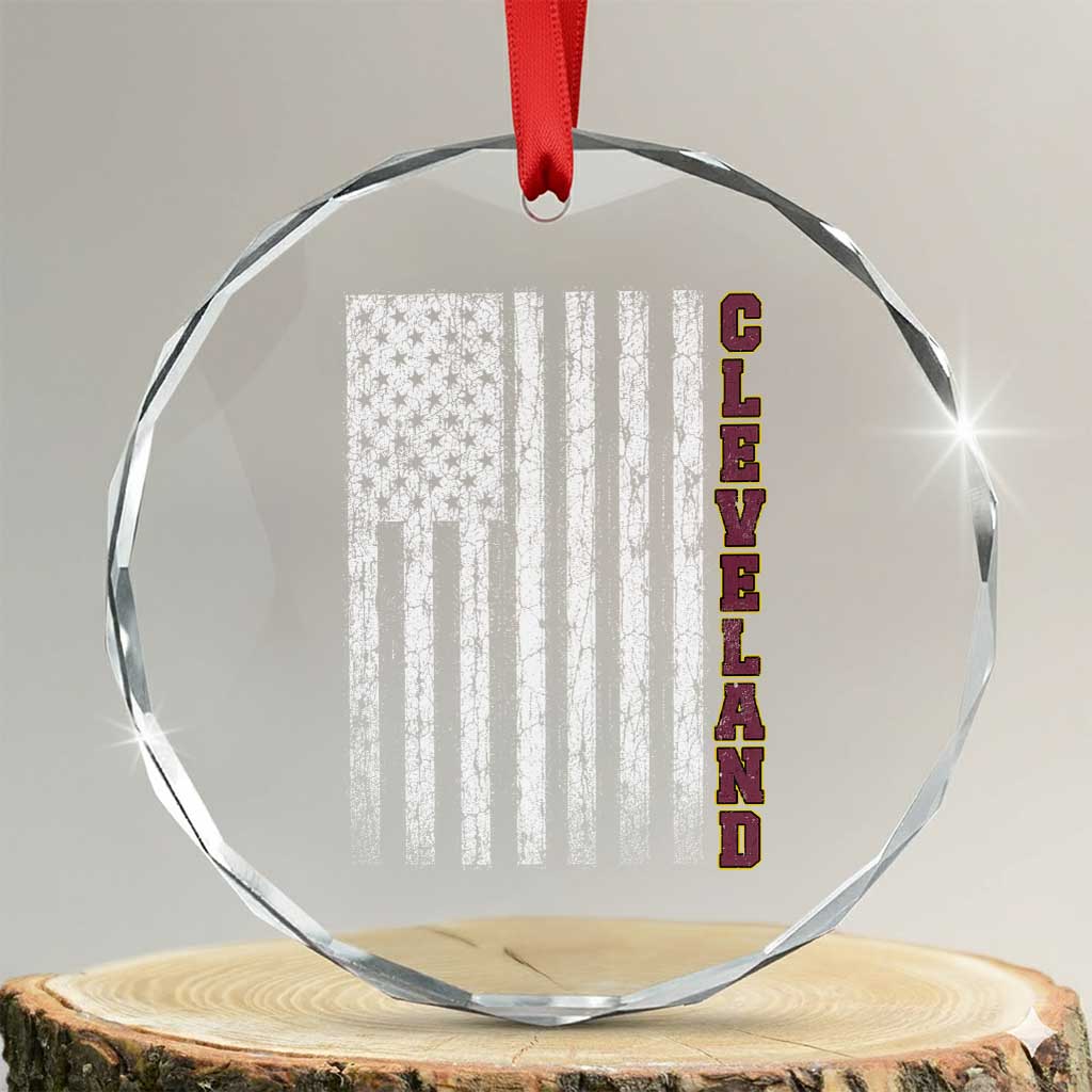 Cleveland Ohio State Pride Vintage American Flag Crystal Glass Ornament Vintage American Flag Ohio State Pride