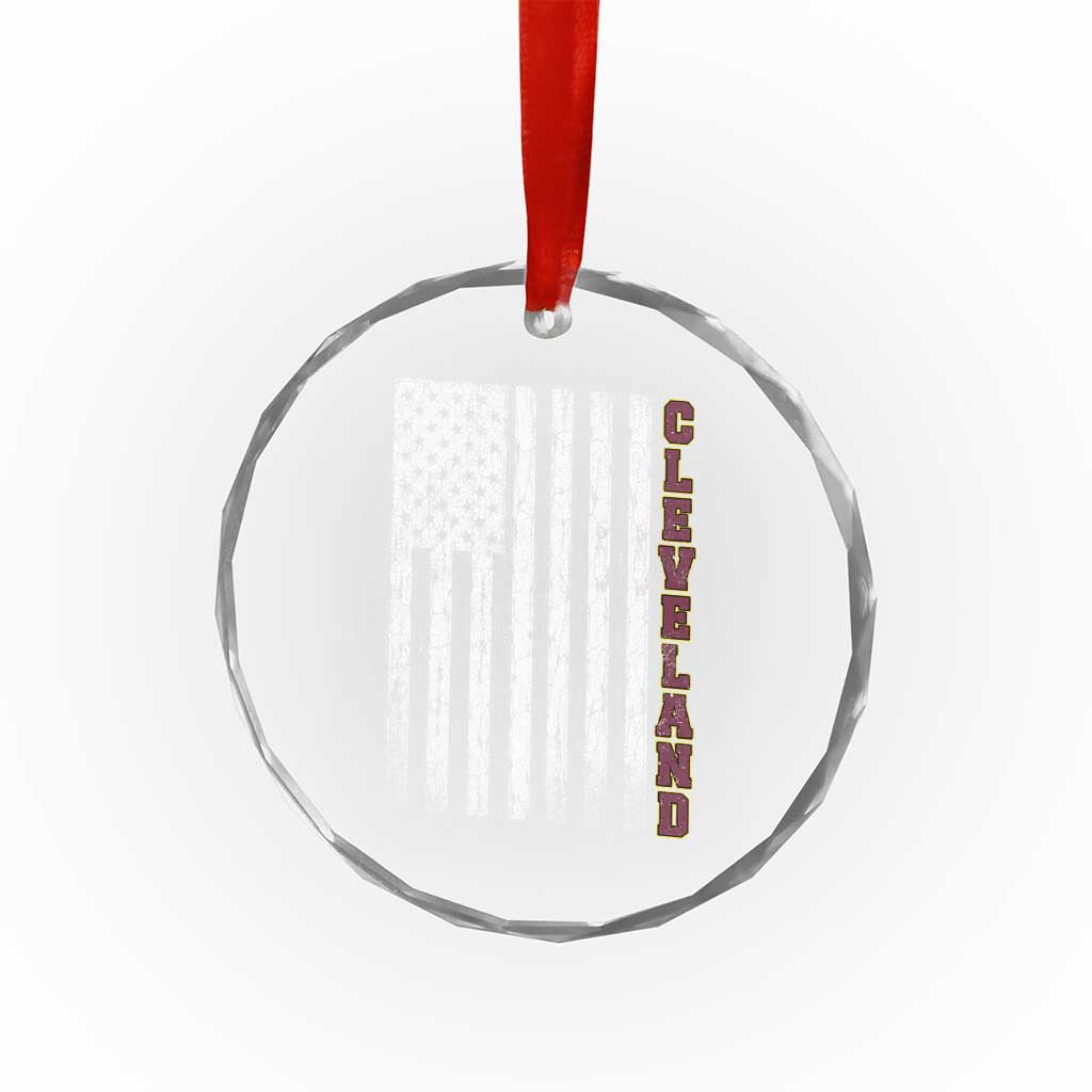Cleveland Ohio State Pride Vintage American Flag Crystal Glass Ornament Vintage American Flag Ohio State Pride