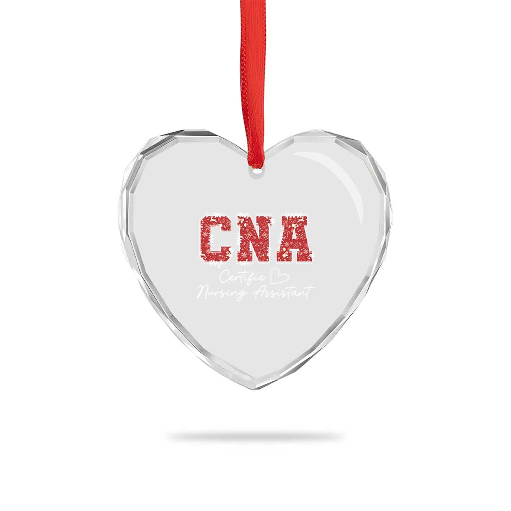 CNA Christmas Heart Crystal Glass Ornament Certified Nursing Assistant Gift - Wonder Print Shop