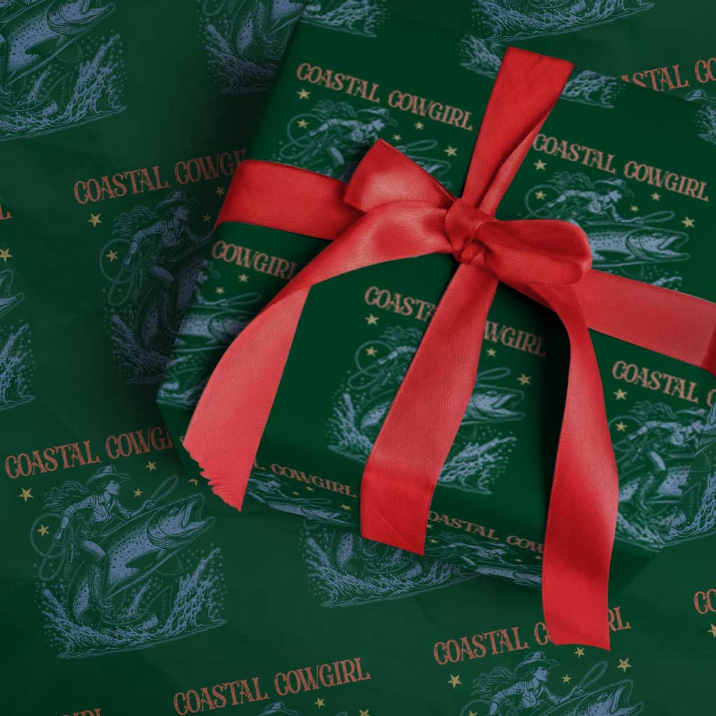 Coastal Cowgirl Wrapping Paper Roll Funny Western Country Rodeo Cowgirl Fishing - Wonder Print Shop