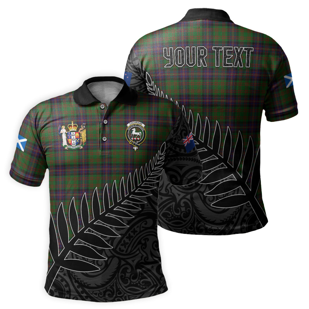 cochrane-tartan-family-crest-golf-shirt-with-fern-leaves-and-coat-of-arm-of-new-zealand-personalized-your-name-scottish-tatan-polo-shirt