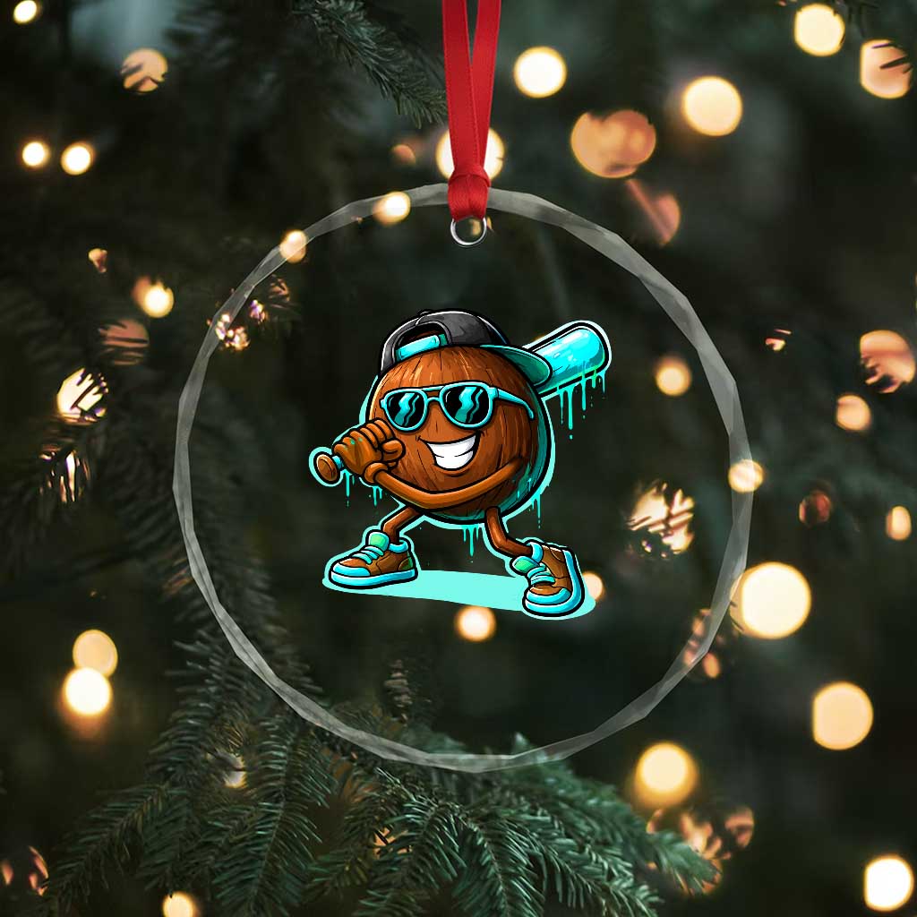 Coconut Baseball Player Crystal Glass Ornament Funny Baseball Drip Ice Cream Fruit Humor