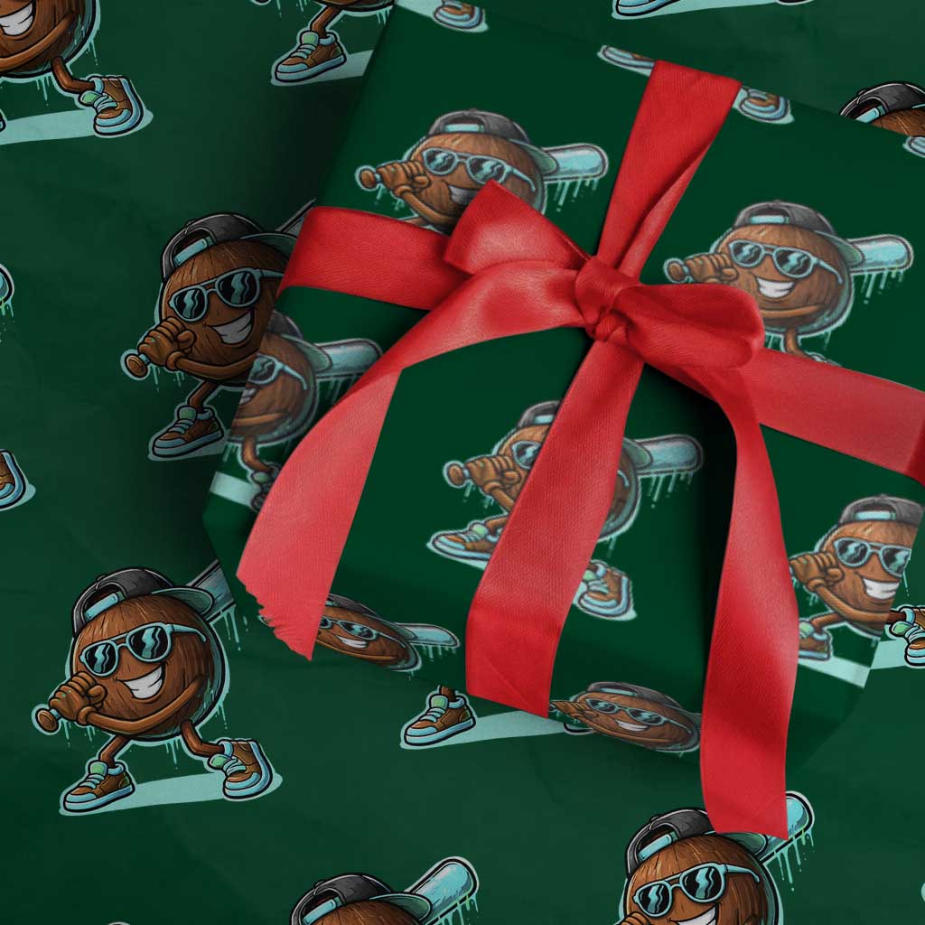 Coconut Baseball Player Wrapping Paper Roll Funny Baseball Drip Ice Cream Fruit Humor