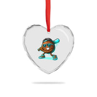 Coconut Baseball Player Heart Crystal Glass Ornament Funny Baseball Drip Ice Cream Fruit Humor