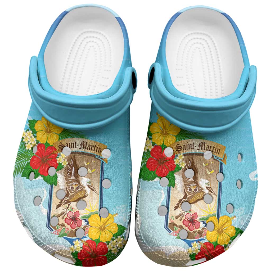 Collectivity of Saint Martin Clogs Shoes Hibiscus Flowers Tropical Beach - Wonder Print Shop