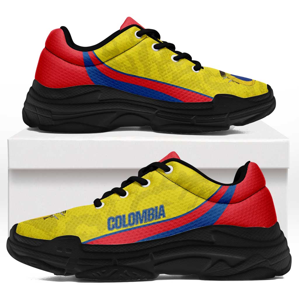 Colombia 2026 Football Chunky Sneakers Los Cafeteros Grunge Curve Stylized - Wonder Print Shop