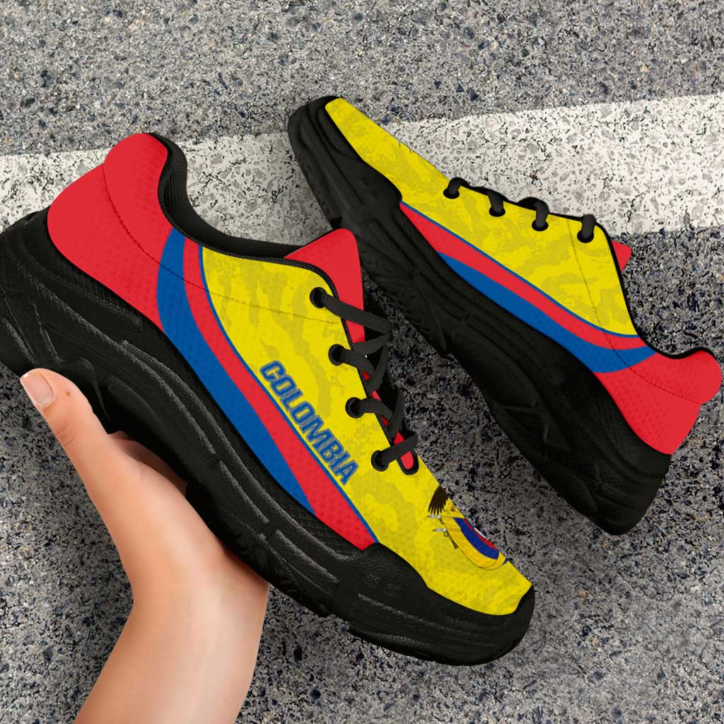 Colombia 2026 Football Chunky Sneakers Los Cafeteros Grunge Curve Stylized - Wonder Print Shop