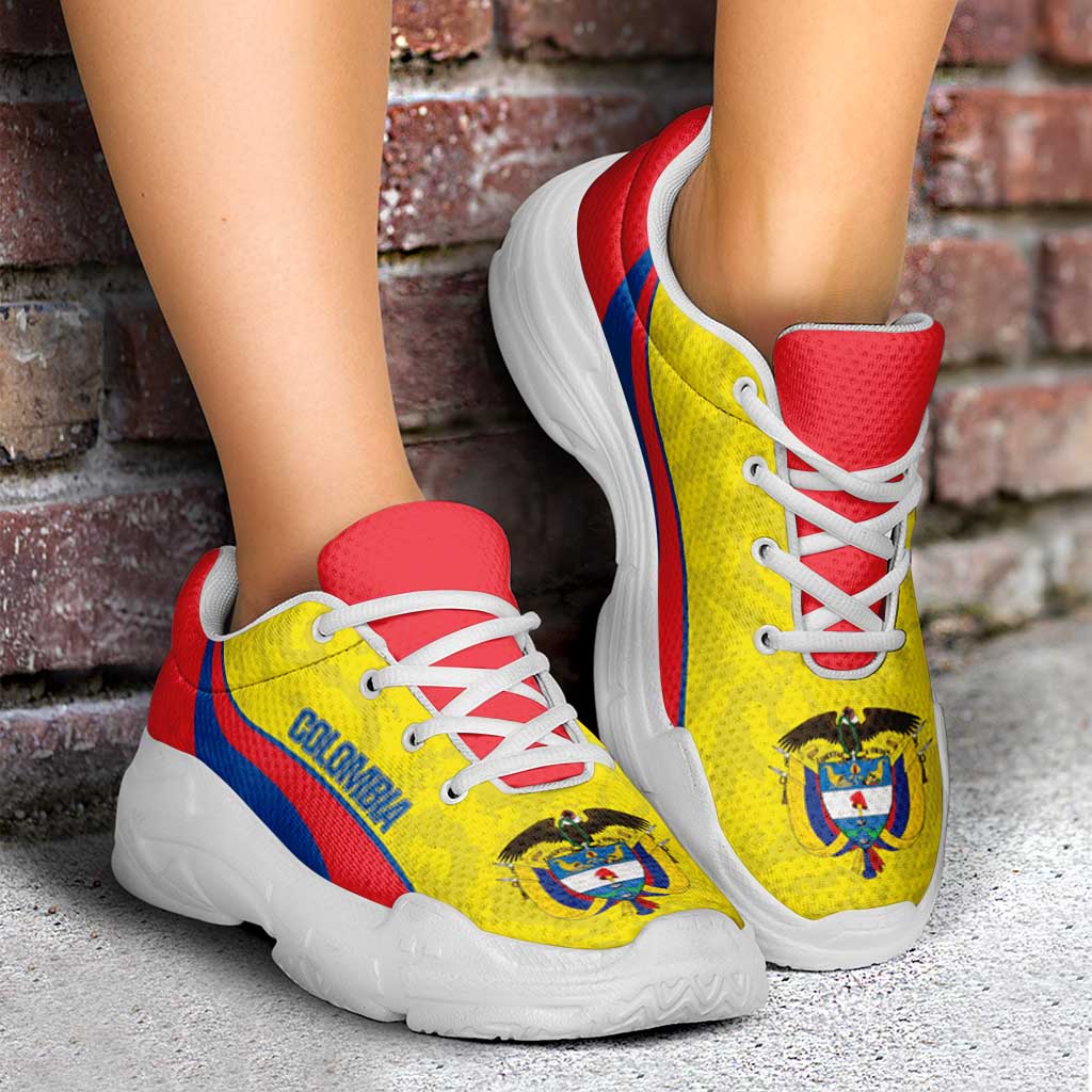 Colombia 2026 Football Chunky Sneakers Los Cafeteros Grunge Curve Stylized - Wonder Print Shop