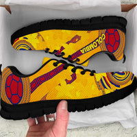 Colombia Football Sneakers Tropical Orchid Floral Pattern With National Coat Of Arms