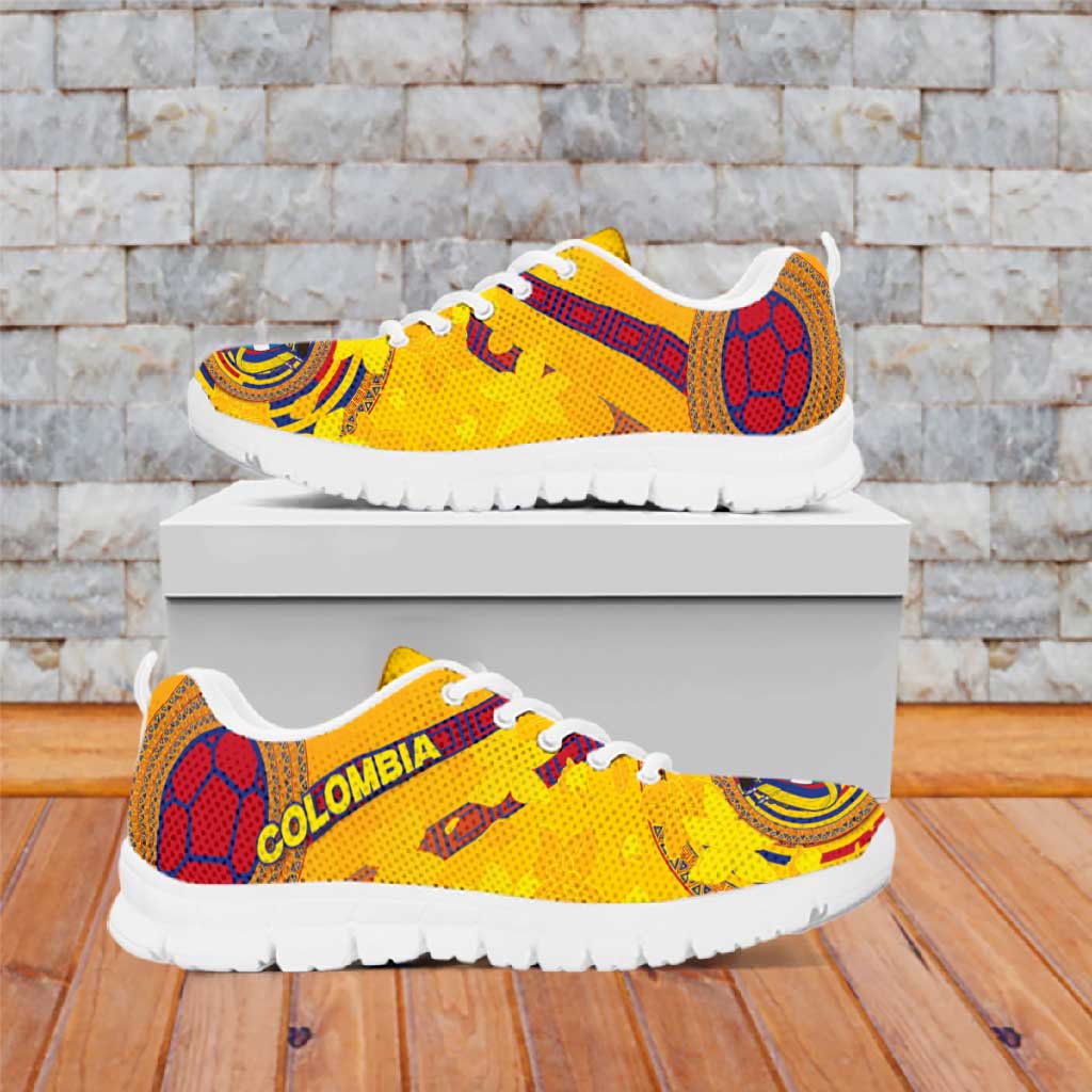 Colombia Football Sneakers Tropical Orchid Floral Pattern With National Coat Of Arms