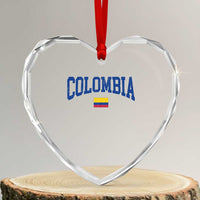 Colombia Football Throwback Design Vintage Colombian Flag Jersey Style Heart Crystal Glass Ornament