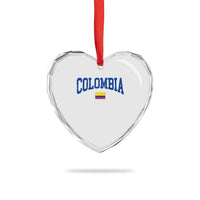Colombia Football Throwback Design Vintage Colombian Flag Jersey Style Heart Crystal Glass Ornament