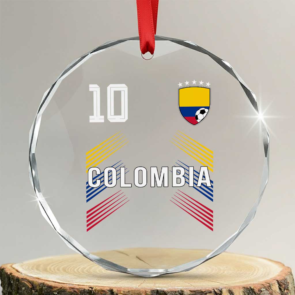 Colombia Soccer Sports Graphic Number 10 Jersey Style Crystal Glass Ornament Proud Colombian Football Fans Game Day Pride