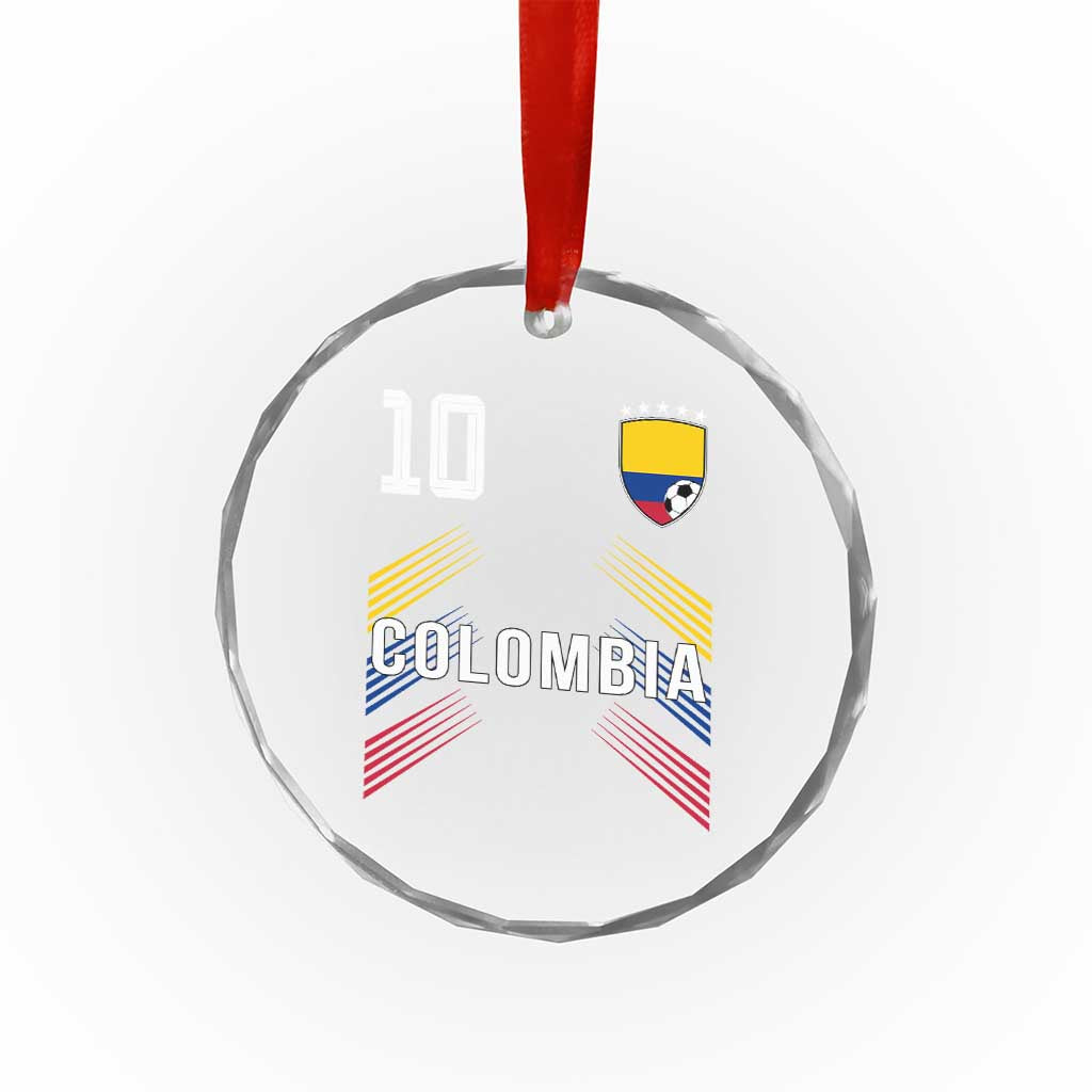 Colombia Soccer Sports Graphic Number 10 Jersey Style Crystal Glass Ornament Proud Colombian Football Fans Game Day Pride