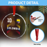 Colombia Soccer Sports Graphic Number 10 Jersey Style Crystal Glass Ornament Proud Colombian Football Fans Game Day Pride