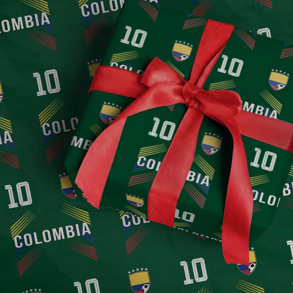 Colombia Soccer Sports Graphic Number 10 Jersey Style Wrapping Paper Roll Proud Colombian Football Fans Game Day Pride