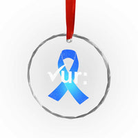 Colon Cancer Awareness Crystal Glass Ornament Blue Ribbon Colonoscopy Colorectal