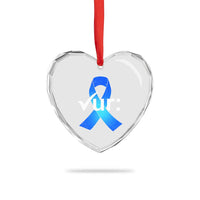 Colon Cancer Awareness Heart Crystal Glass Ornament Blue Ribbon Colonoscopy Colorectal