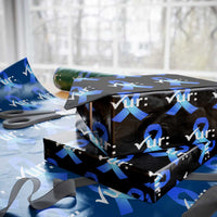 Colon Cancer Awareness Wrapping Paper Roll Blue Ribbon Colonoscopy Colorectal
