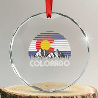 Colorado Flag Mountain 70s Retro Patriotic Colorado State Day Crystal Glass Ornament - Wonder Print Shop