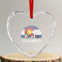 Colorado Flag Mountain 70s Retro Patriotic Colorado State Day Heart Crystal Glass Ornament - Wonder Print Shop