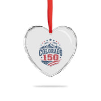 Colorado Rocky Mountains 150th Anniversary Heart Crystal Glass Ornament Sesquicentennial 1876 2026 Patriotic Graphic