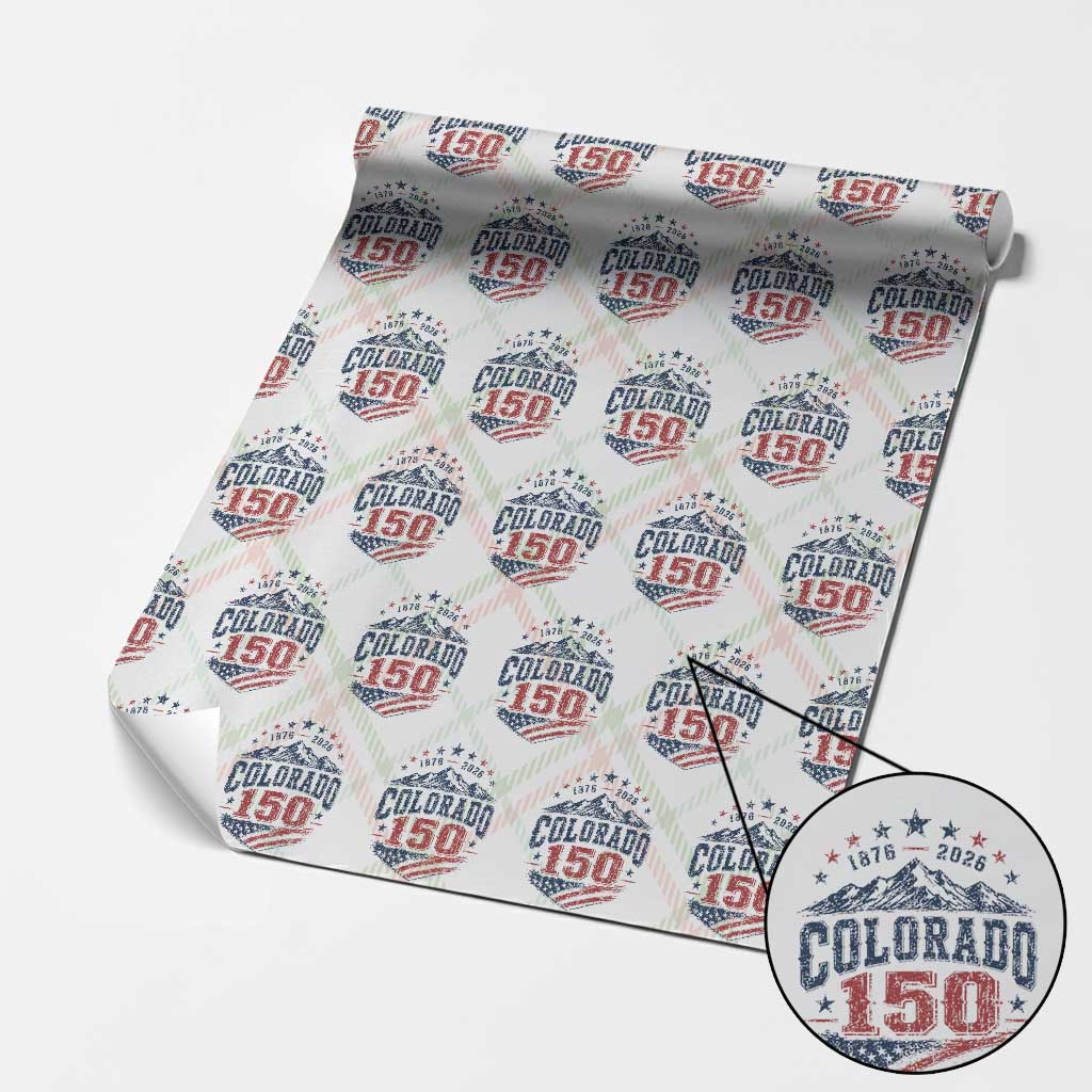 Colorado Rocky Mountains 150th Anniversary Wrapping Paper Roll Sesquicentennial 1876 2026 Patriotic Graphic