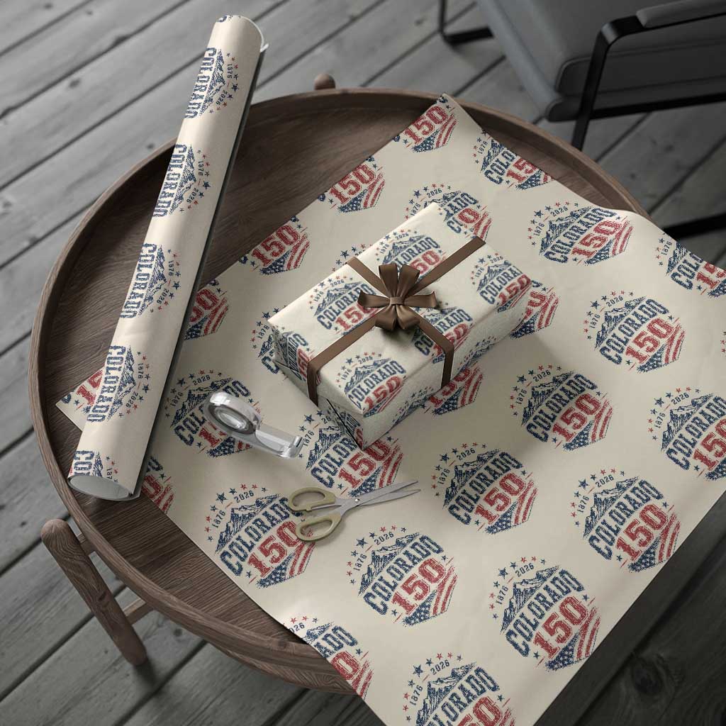Colorado Rocky Mountains 150th Anniversary Wrapping Paper Roll Sesquicentennial 1876 2026 Patriotic Graphic