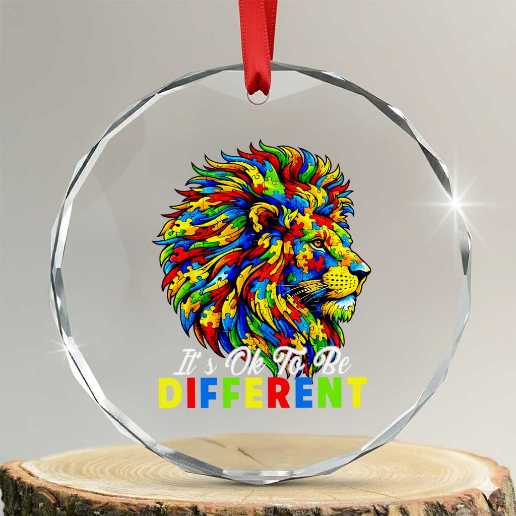 Colorful Autism Acceptance Lion Crystal Glass Ornament It Is Ok To Be Different Courageous Neurodiversity Support