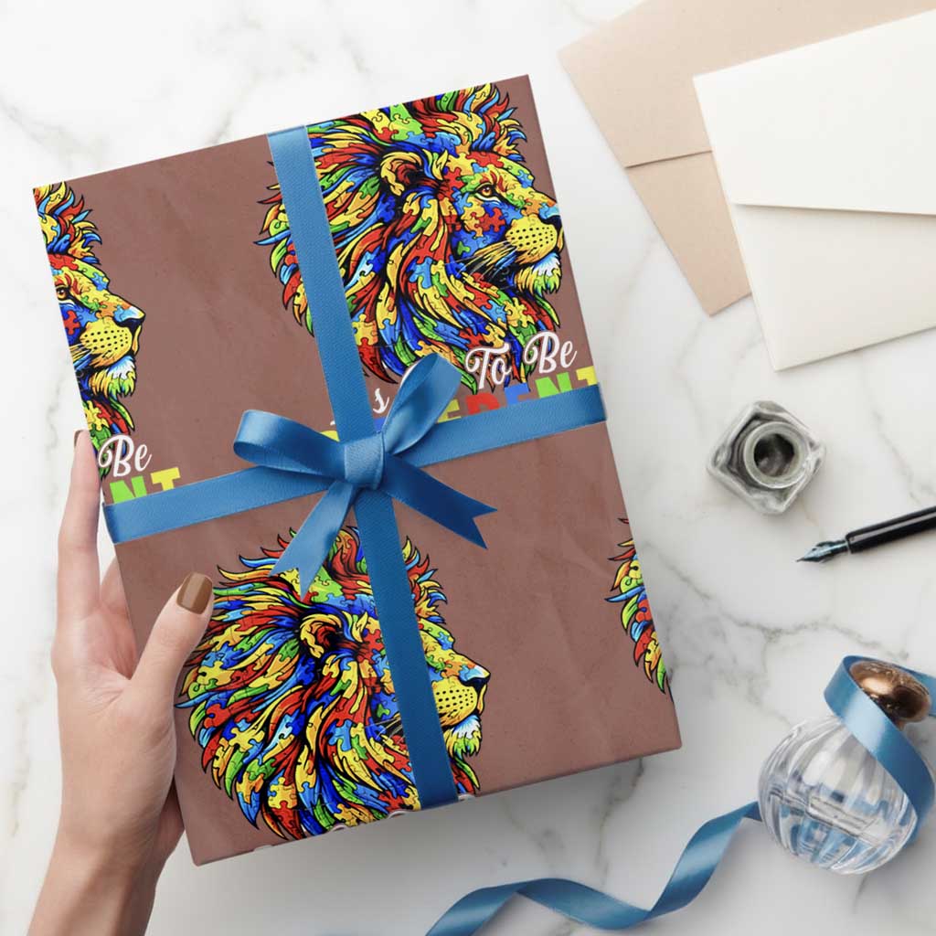 Colorful Autism Acceptance Lion Wrapping Paper Roll It Is Ok To Be Different Courageous Neurodiversity Support