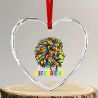 Colorful Autism Acceptance Lion Heart Crystal Glass Ornament It Is Ok To Be Different Courageous Neurodiversity Support