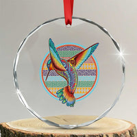 Colorful Geometric Tribal Hummingbird Crystal Glass Ornament Southwest Pattern Graphic